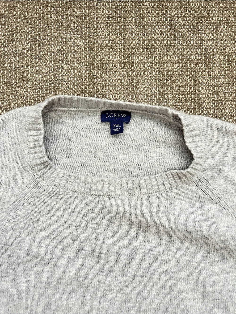 J. Crew Men's Heather Light Gray Crewneck Sweater